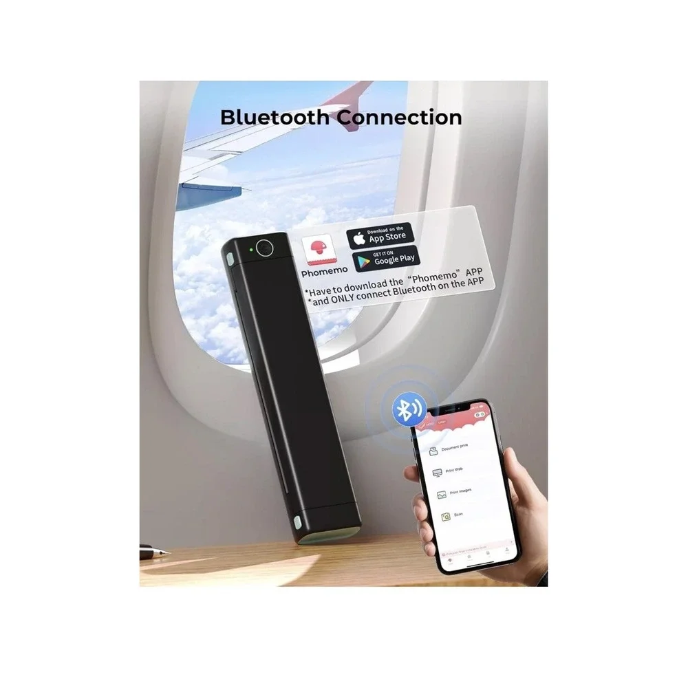Phomemo M08F Wireless Bluetooth Thermal‎ Printer & Tattoo Stencil, Black & Green